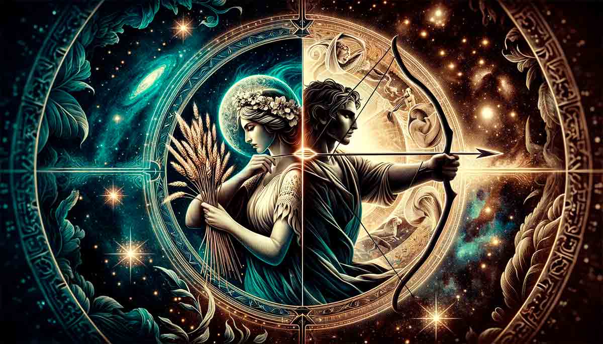 Compatibilità dei segni zodiacali – Vergine e Sagittario. Illustrazione: Condutta