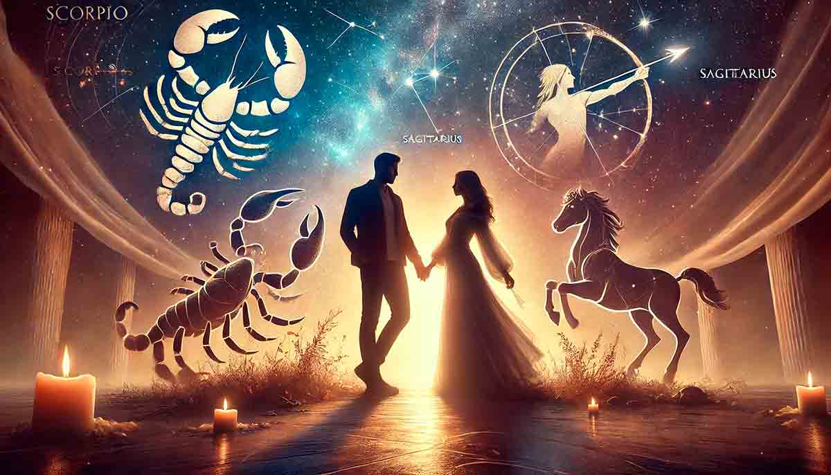 Compatibilità dei Segni – Scorpione e Sagittario. Illustrazione: Signo.net.br